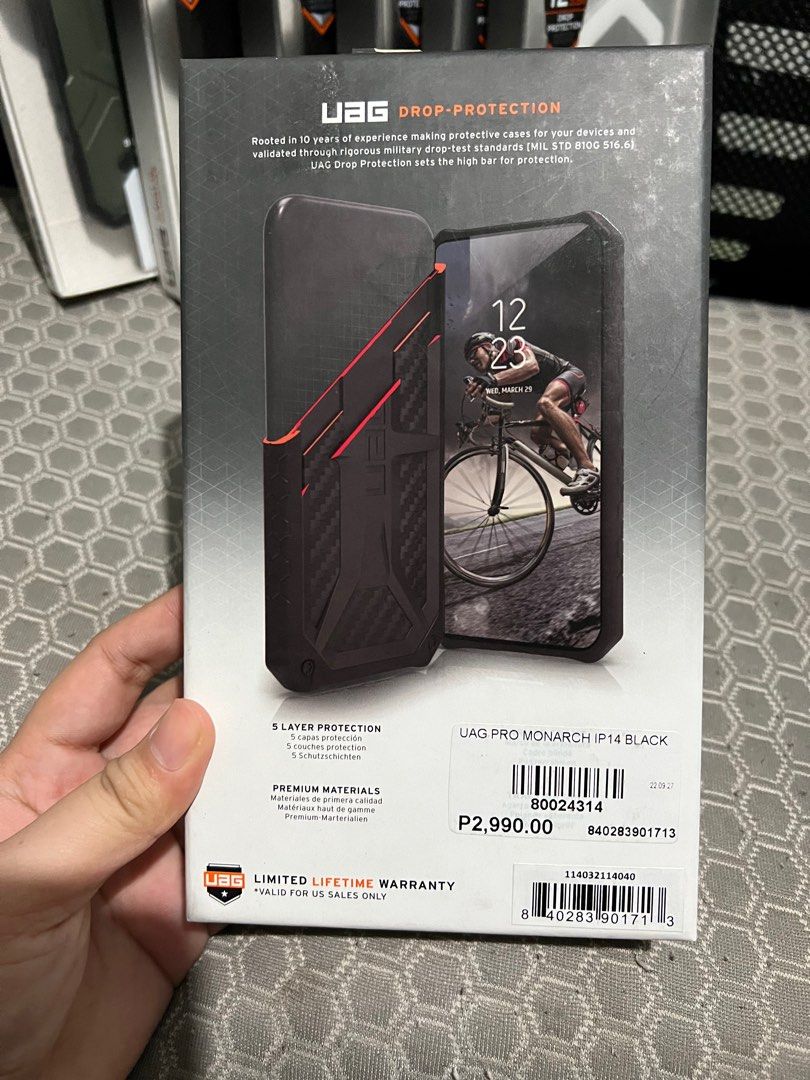 Original UAG Monarch for iPhone 13/14 (Category: Cases & Sleeves) located in Quezon City. Submitted by alou20 (Listing ID 1272564305, Image 3). Description: For sale Original UAG Case Brandnew/Unused iPhone 13/14 Monarch Top Grain Leather Drop-Protection .