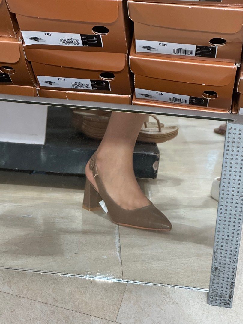 Parisian slingback heels in mocha Women s Fashion Footwear Heels on Carousell