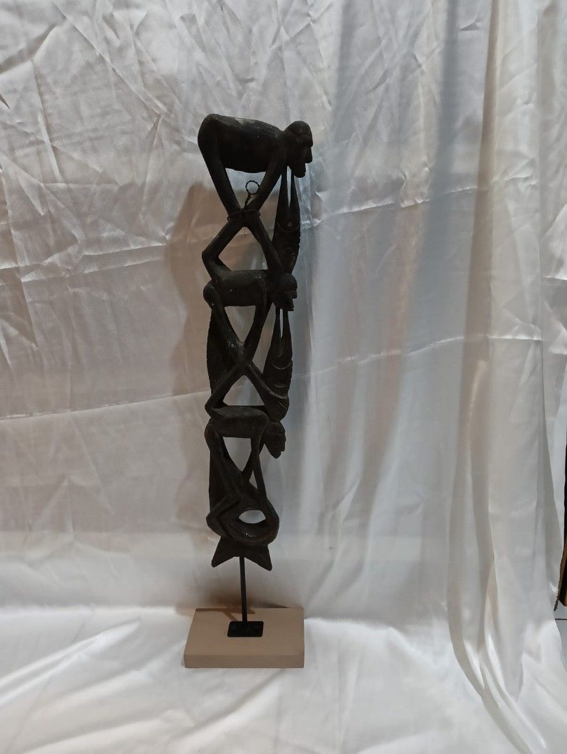 Patung etnik Papua tumpuk 3, Antik, Pajangan di Carousell