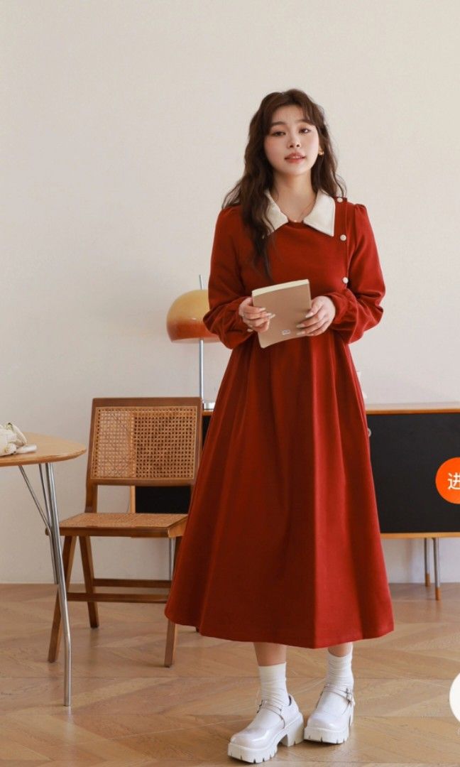 Red autumn dress clearance