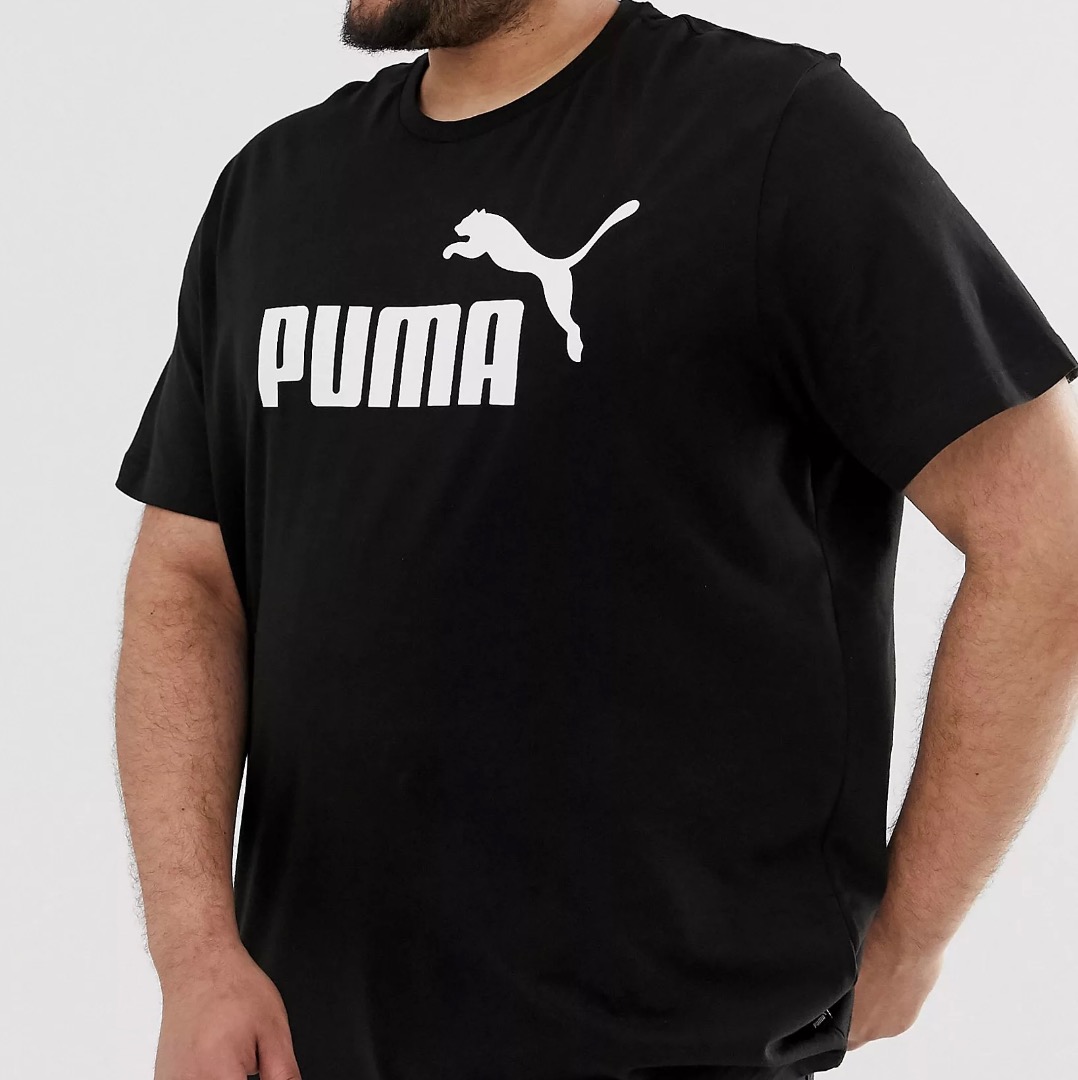 plus size PUMA Essentials T shirt with Large Logo in Black Size