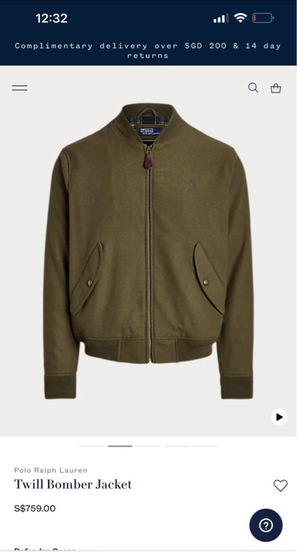 Ralph lauren top twill bomber jacket