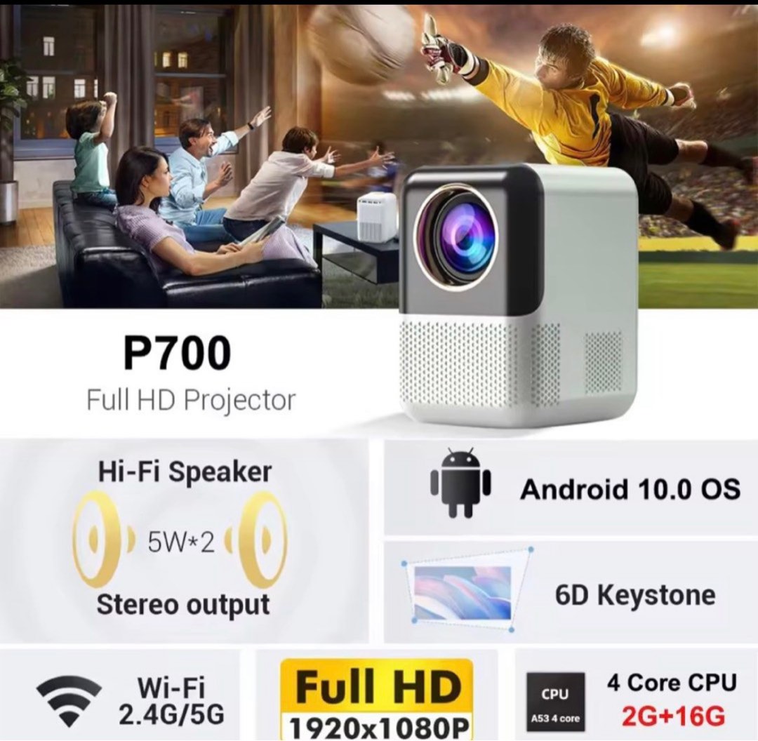 Portable LED Multimedia Projector with Android, TV & Home Appliances ...
