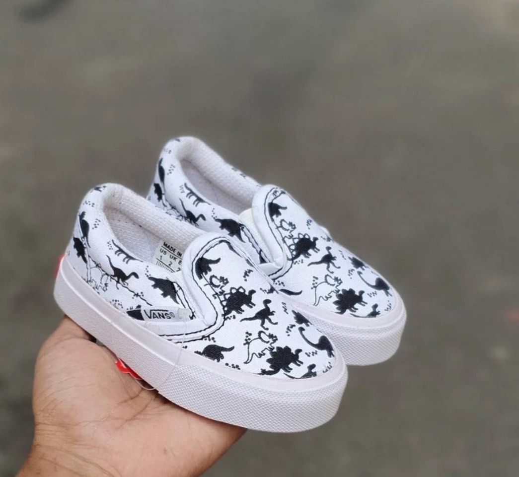 PREORDER children vans dinosaur slip on shoe
