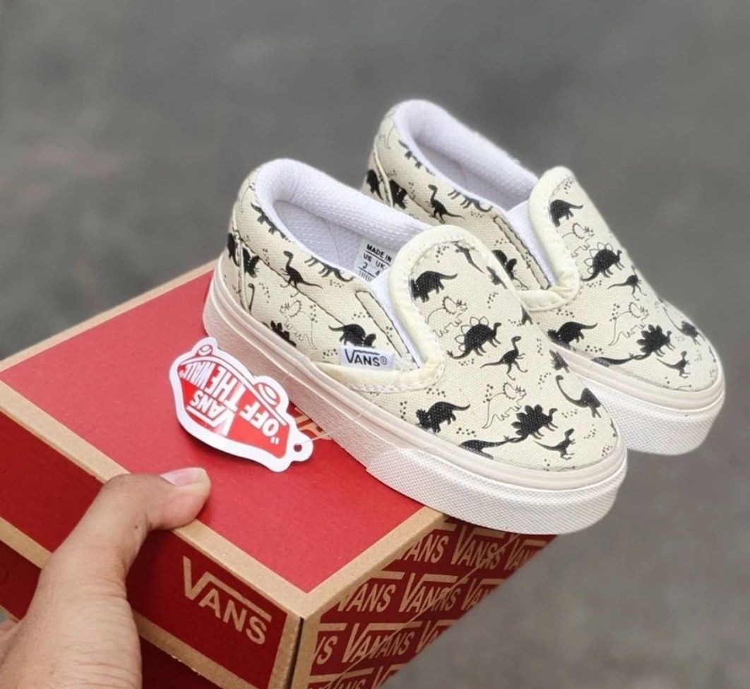 PREORDER children vans dinosaur slip on shoe