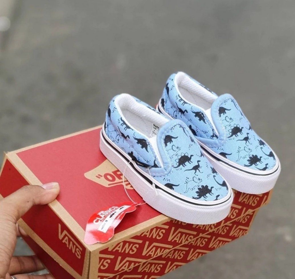 PREORDER children vans dinosaur slip on shoe