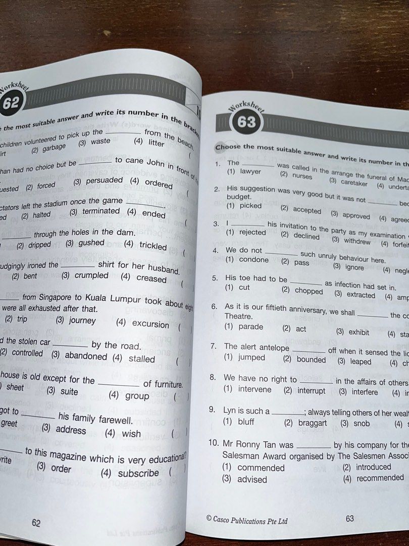 PSLE ENGLISH VOCABULARY PRACTICE Hobbies Toys Books Magazines