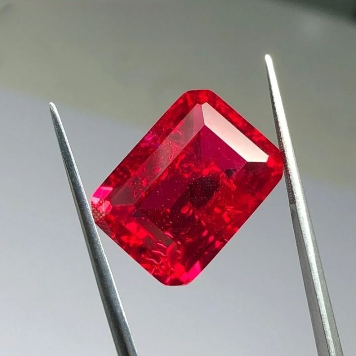 R13 Rectangle Artificial Ruby Emerald cut Loose Stone for Jewelry