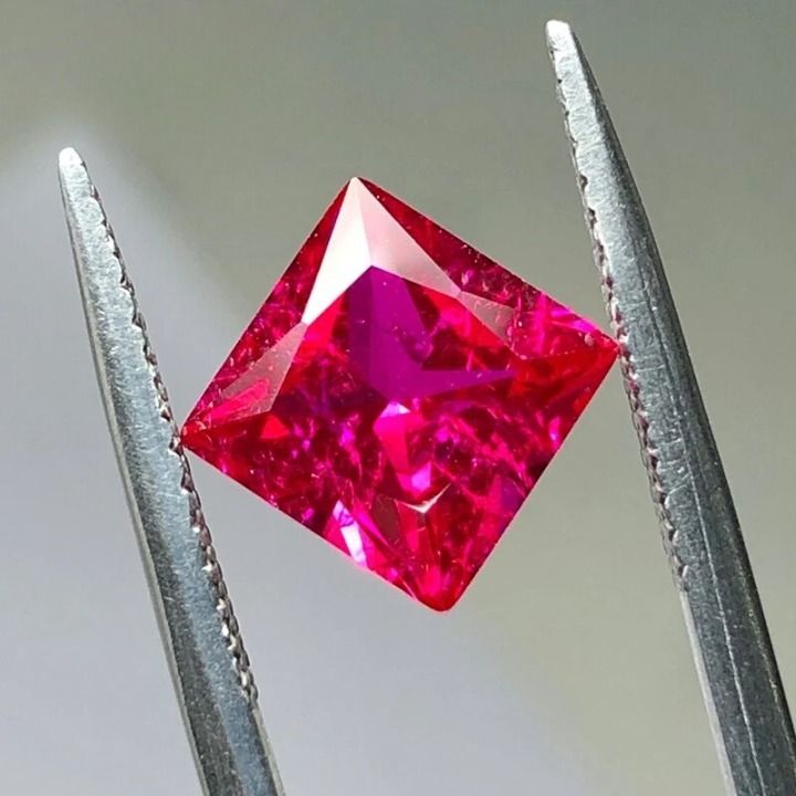 R17 square shape lab created artificial ruby red color princess