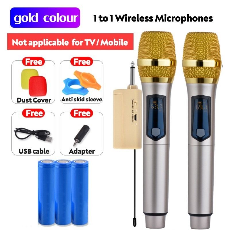 XZL Professional Wireless Microphones for Karaoke Singing, Rechargeable  Dual UHF Dynamic Microphone, with Long-Distance UHF Receiver, Plug and  Play