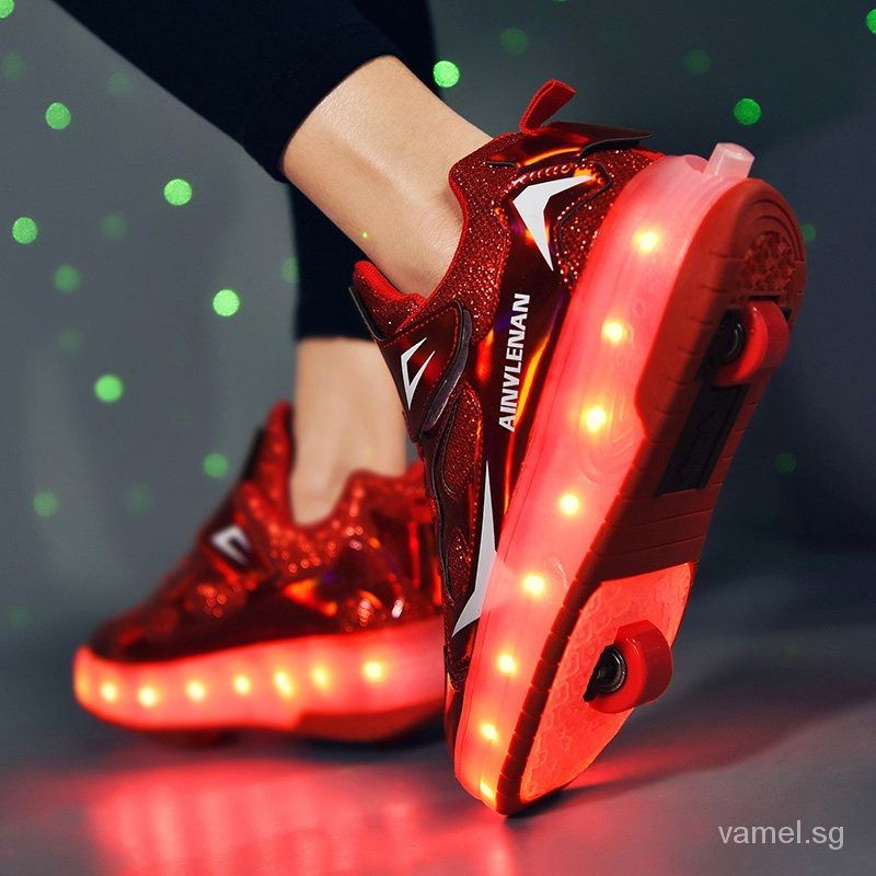 Led Light up Roller Skates Shoes Sport Sneaker Boys Girls Kids