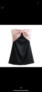 silk pink black ribbon coquette miu miu sandy liang inspired mini dress [SOLD]
