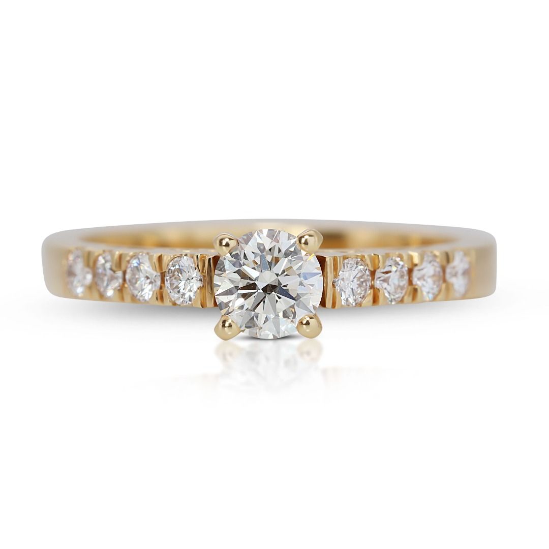 Sophisticated 0.60ct Pave Diamond Ring in 18K Yellow Gold