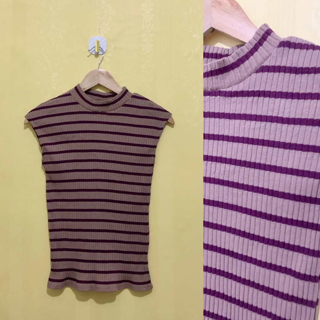 Striped ribbed top, Women's Fashion, Tops, Blouses on Carousell