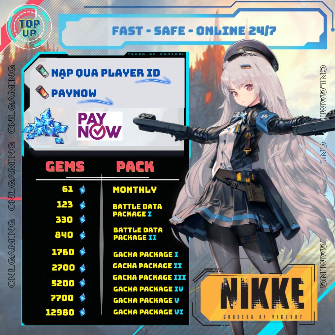 [TOP UP/ACCOUNT] Global Gems🔥 Goddess of Victory Nikke 🔥 Direct