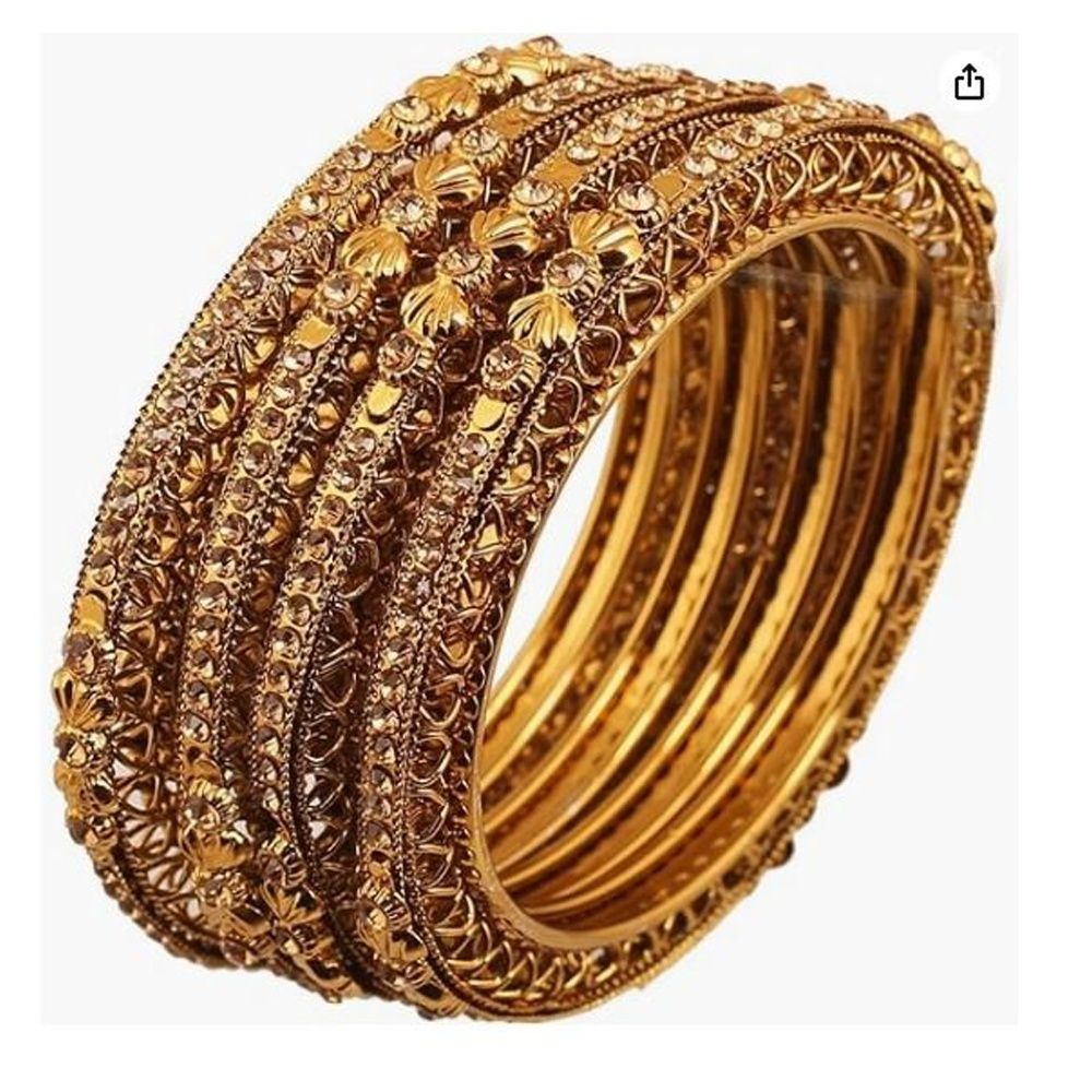 Golden metal bangles best sale set