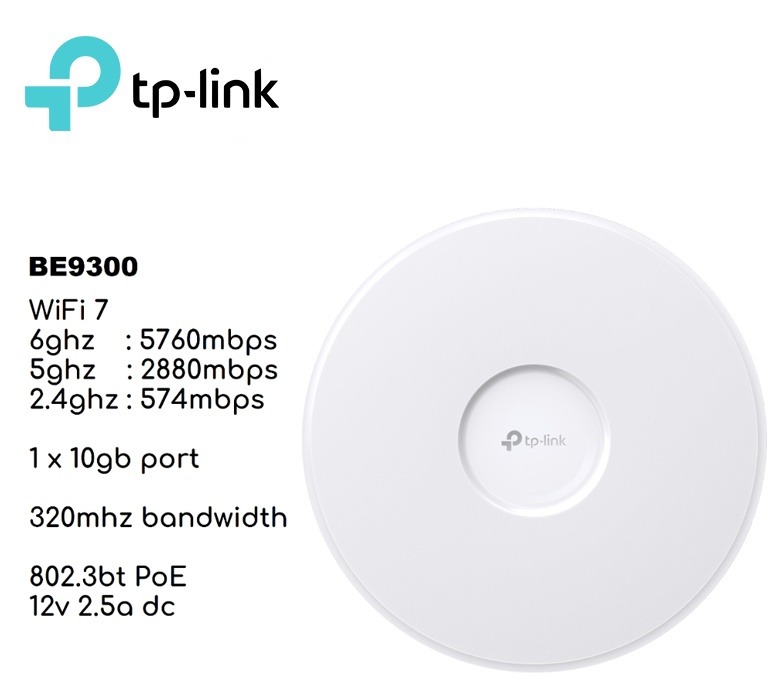 TPLINK EAP773 WiFi 7 BE9300 Ceiling Mount TriBand WiFi 7 Access