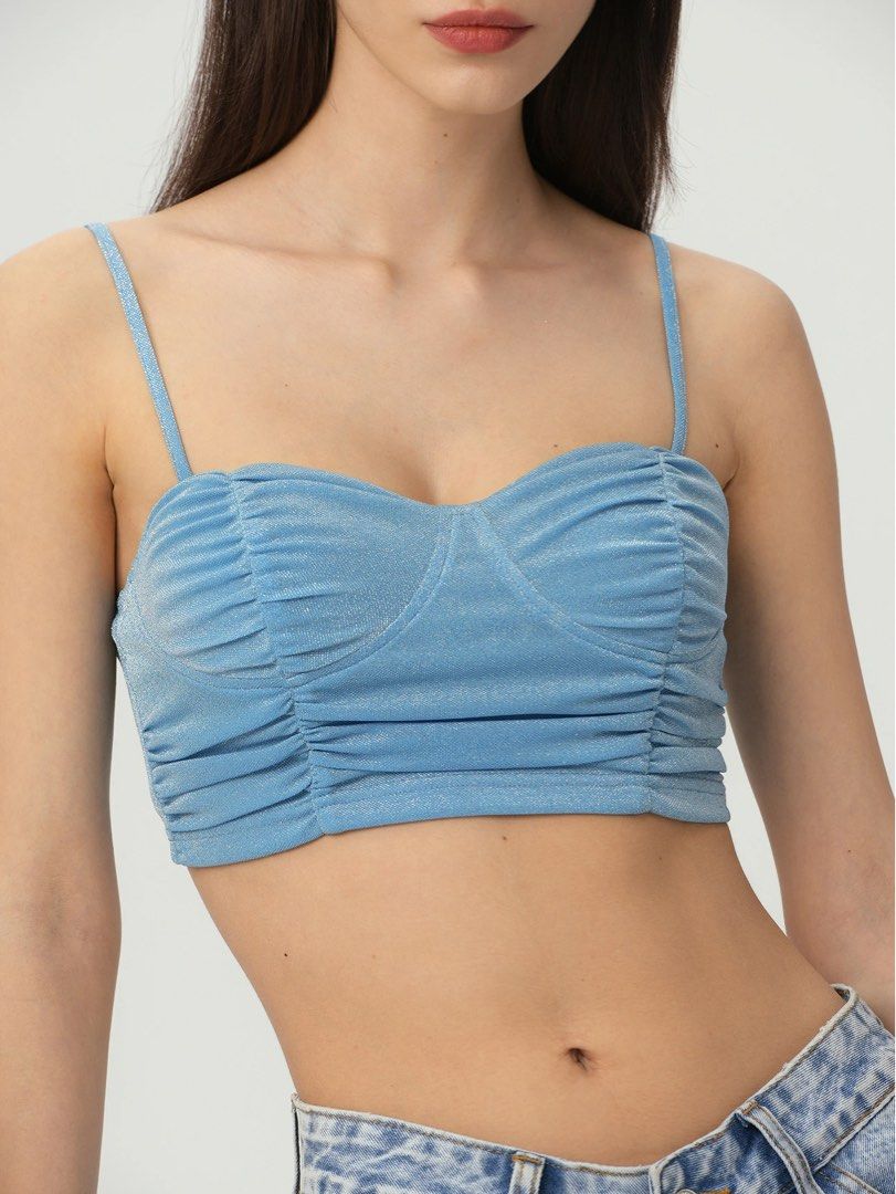 Urbanic Blue Glitter Crop Top, Women's Fashion, Tops, Others Tops on  Carousell