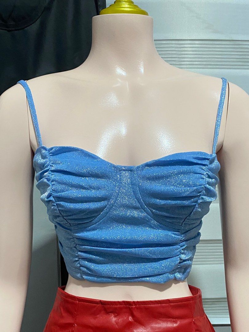 Urbanic Blue Glitter Crop Top, Women's Fashion, Tops, Others Tops on  Carousell