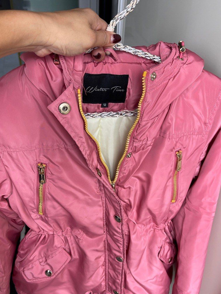 USED ONCE FOR AUSTRALIA WINTER GIRLS WINTER JACKET IN CORAL PINK SUITS 11 12 YO GIRLS