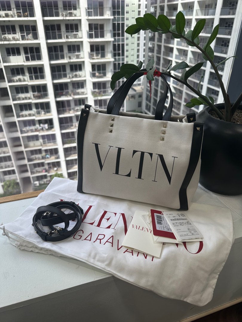 VALENTINO CANVAS TOTE MEDIUM WITH STRAP Luxury Bags Wallets on