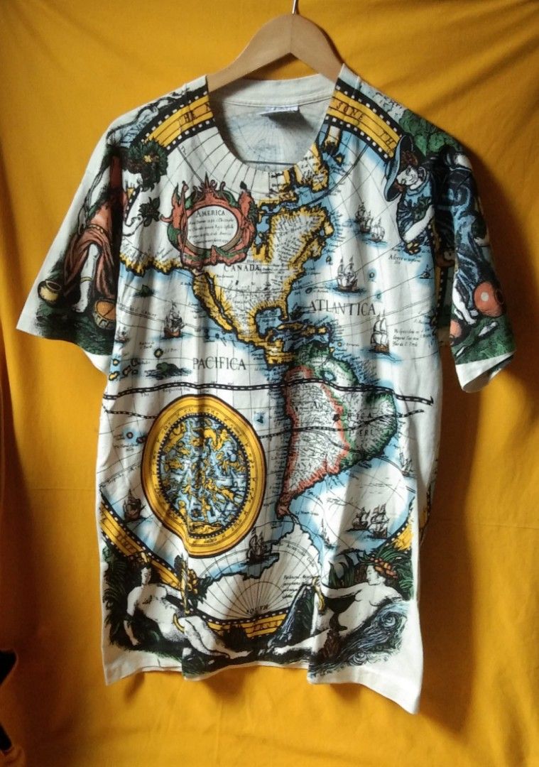 VINTAGE 1992 AOP WORLD MAP TEE LIQUID BLUE LARGE (Category: Tshirts & Polo Shirts ) located in Marikina City. Submitted by windeq15 (Listing ID 1272542328, Image 1). Description: Vintage 1992 AOP World Map Tees Liquid Blue Size Large on tag Dimensions pit to pit 22 inches length 32 inches Fits to XLARGE FREE SHIPPING Last 3 photos from Net for reference. MOP: GCash, Palawan, Maya NO GCASH KKB TRANSACTION PAYMENT FIRST!!! PAYMENT FIRST!!! Shipping