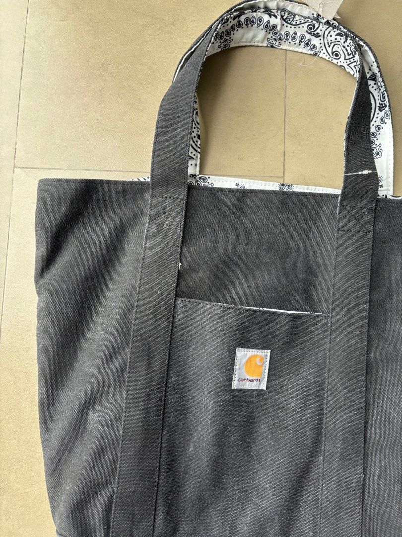 Vintage bandana reversible Carhartt Tote Bag- Black, Men's Fashion