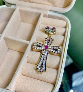 Vintage Christian Cross Turkish Pendant Ottoman Jewelry