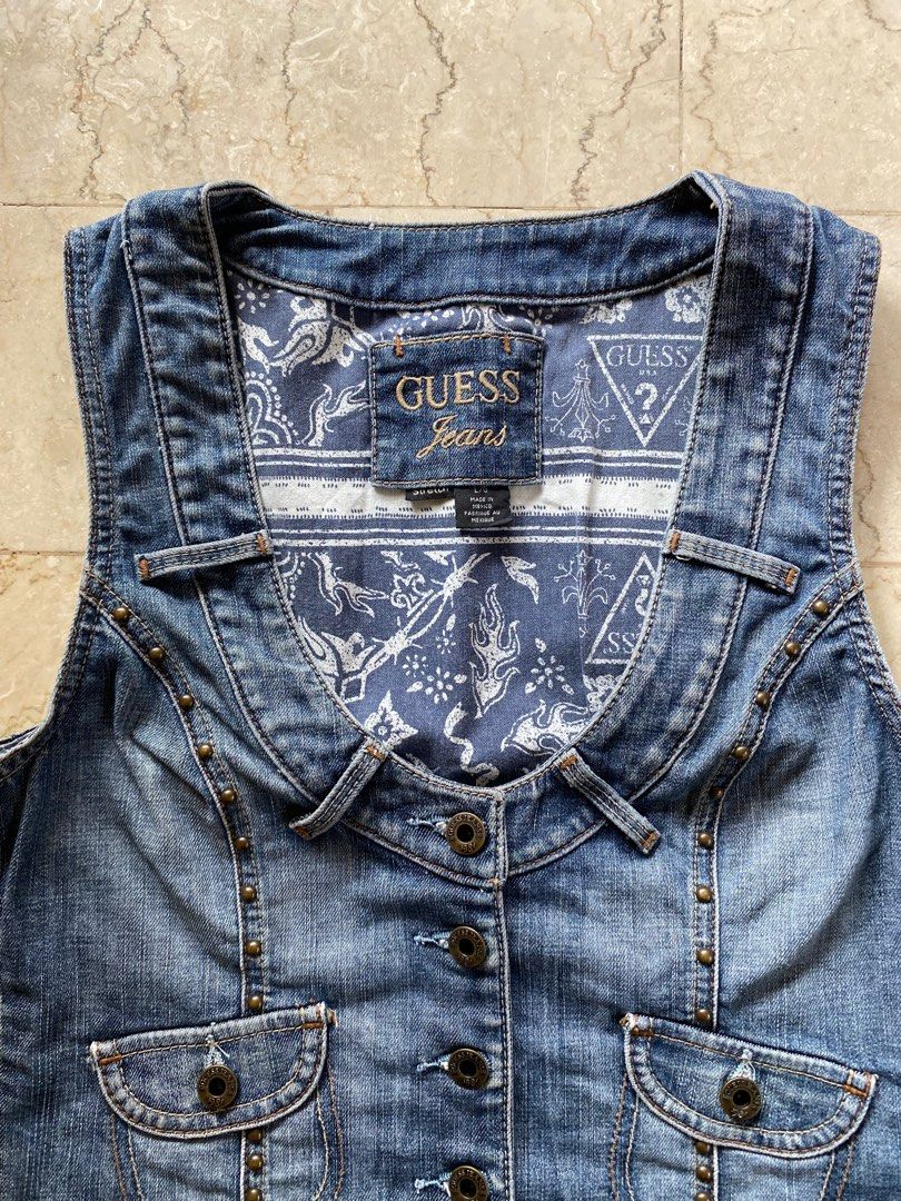 vintage Guess denim crop vest Women s Fashion Tops Sleeveless