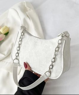 White bag sales silver chain