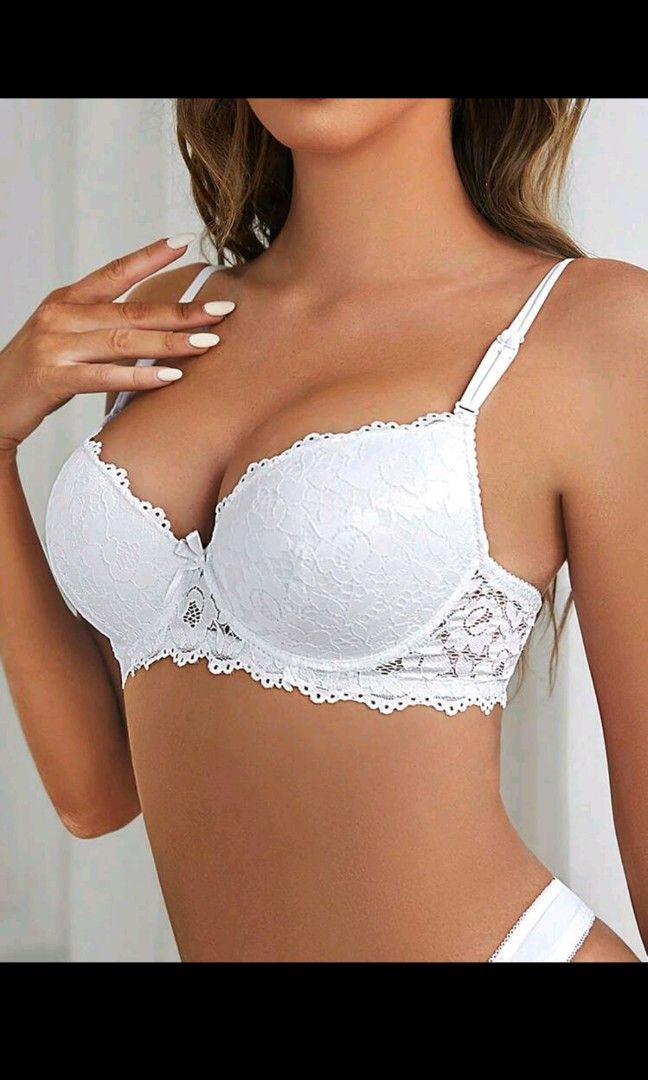 White lace demi-cup bra (75C), Women's Fashion, New Undergarments &  Loungewear on Carousell