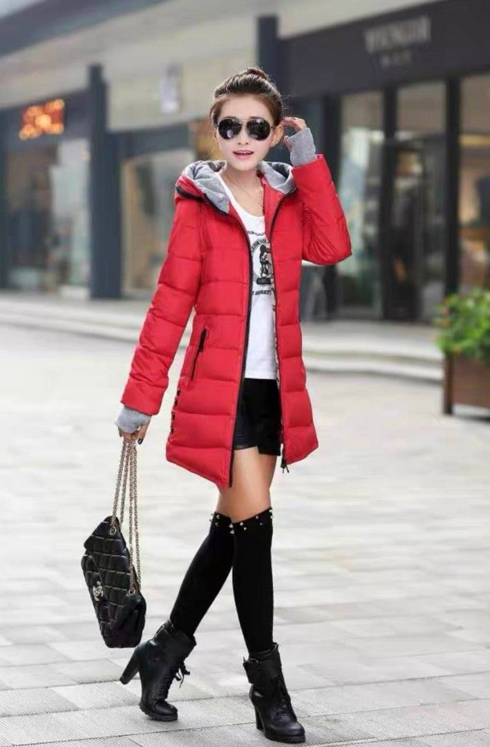 Puffy red clearance coat