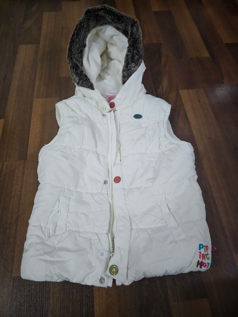 Girls puffer top vest with hood