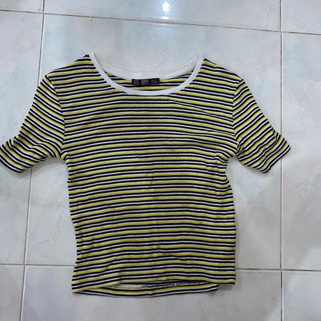 Black and yellow striped crop top shop