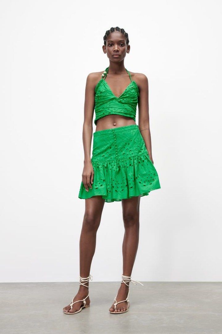 Embroidered skirt deals zara