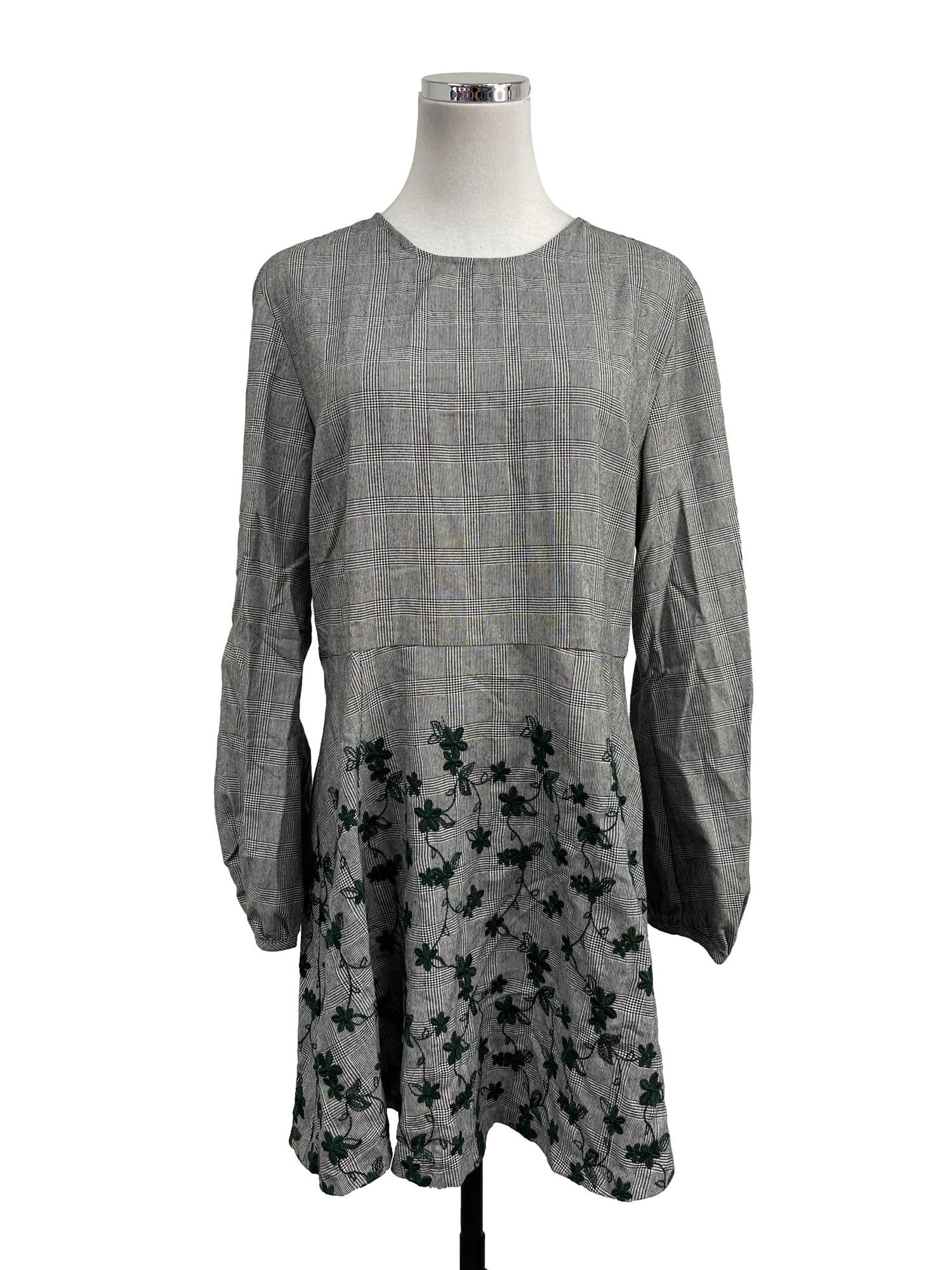 Zara grey sales dress with embroidery