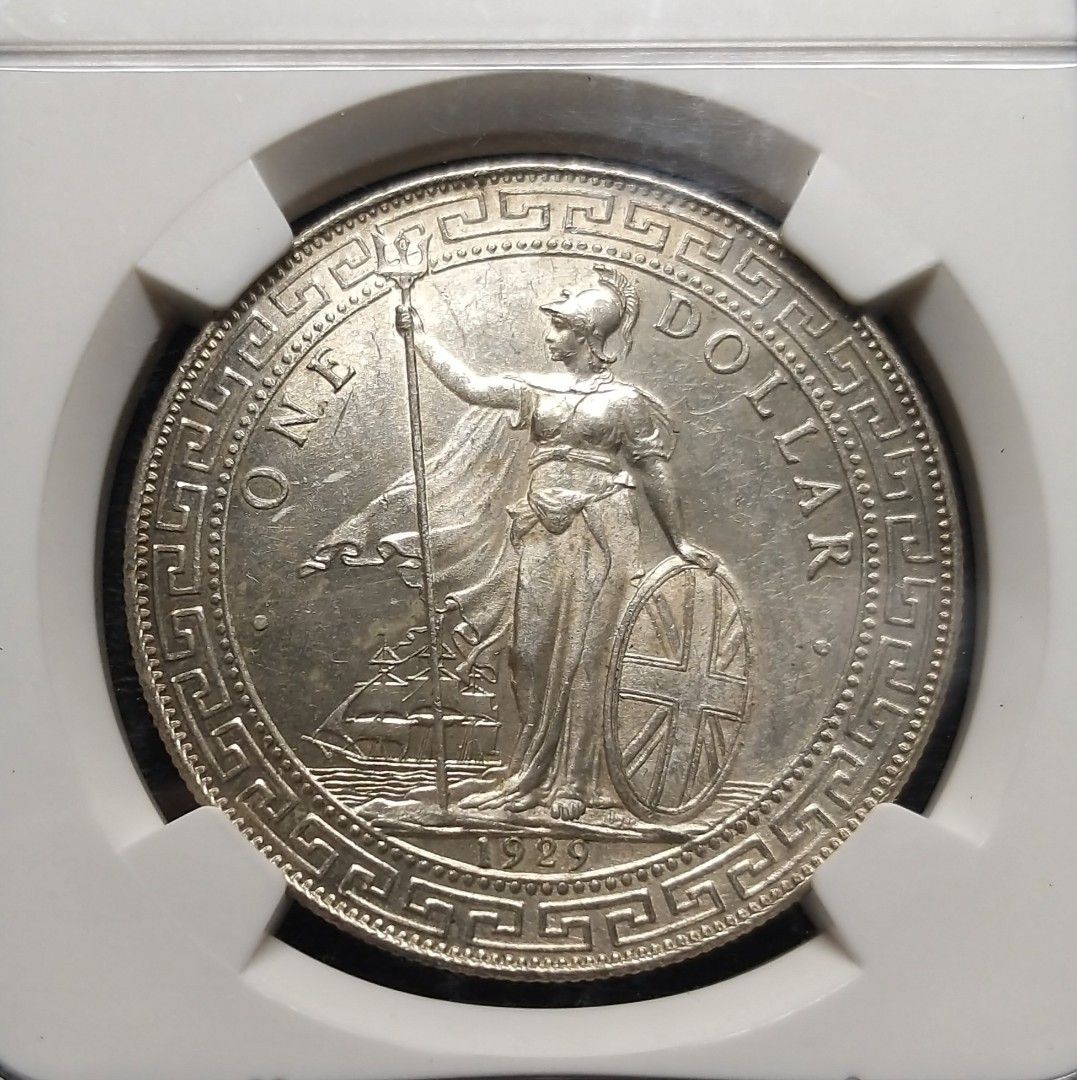 1929 罕有錯體英國貿易銀圓NGC MS63，正反面約20°逆背, 興趣及遊戲, 收藏品及紀念品, 錢幣- Carousell