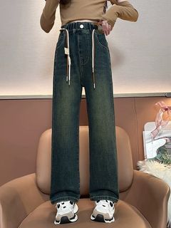 全新品-好質感像沒穿的軟牛仔雙色腰帶牛仔褲-32