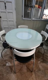 4-seater Round Dining Set / Stainless Steel