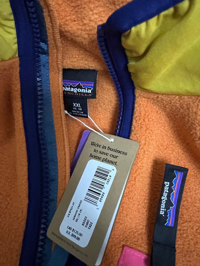 全新Patagonia Synchilla Fleece jacket 外套Kids XXL 女裝Size S, 女