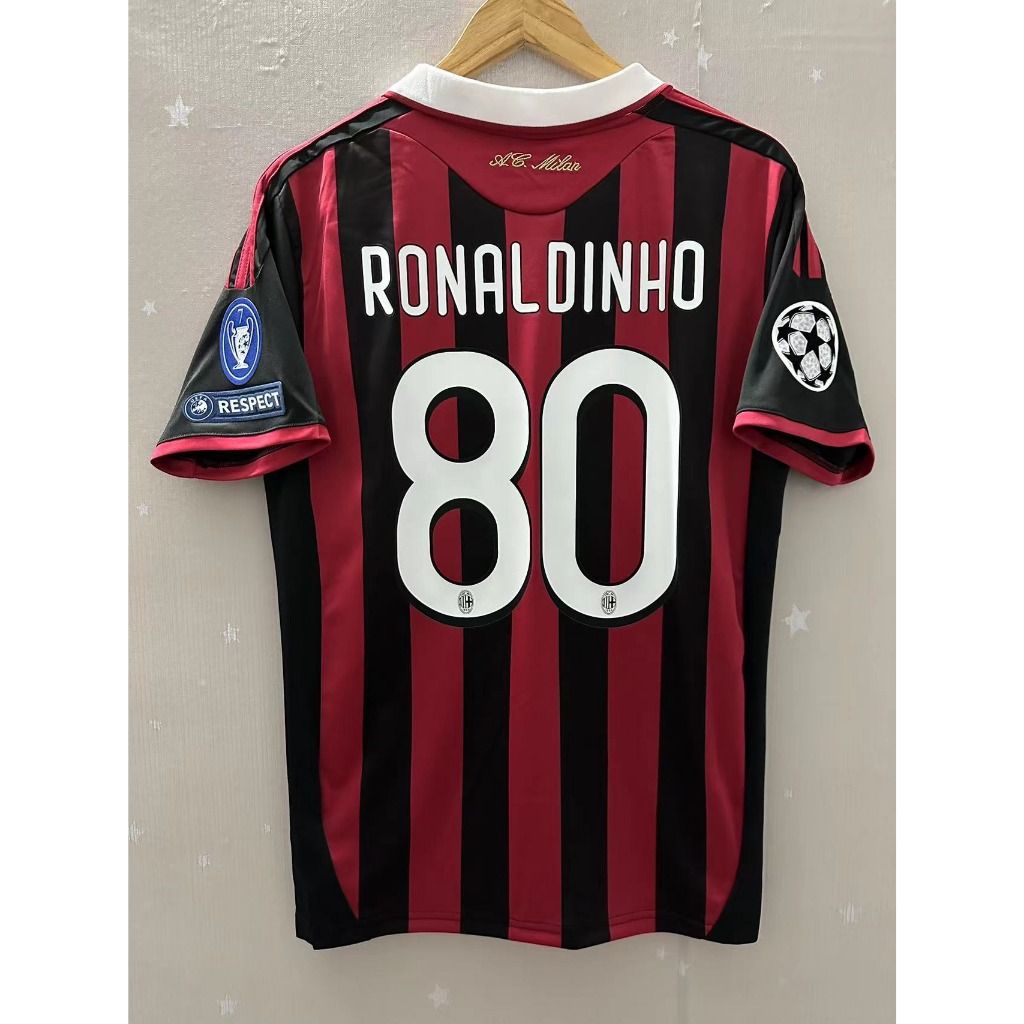 AC Milan Ronaldinho Beckham Maldini retro jersey 0910 season football club, Men