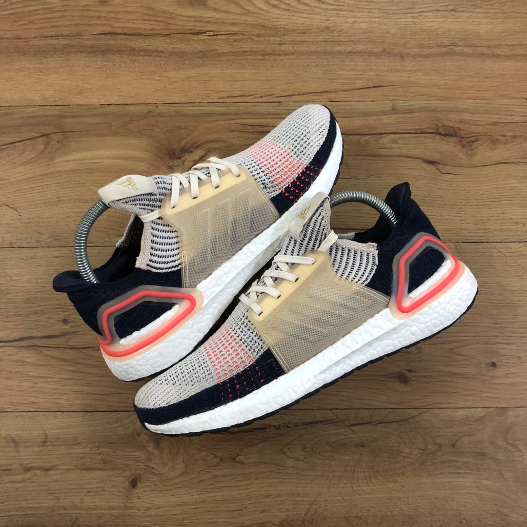 Adidas ultraboost 19  men's clear brown/white/shock red top