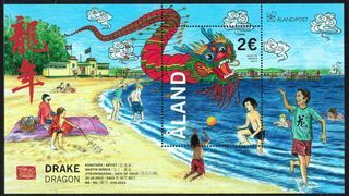 ALAND 2023 ZODIAC LUNAR NEW YEAR OF DRAGON 2024 (KITE FLYING) SOUVENIR SHEET OF 1 STAMP IN MINT MNH UNUSED CONDITION