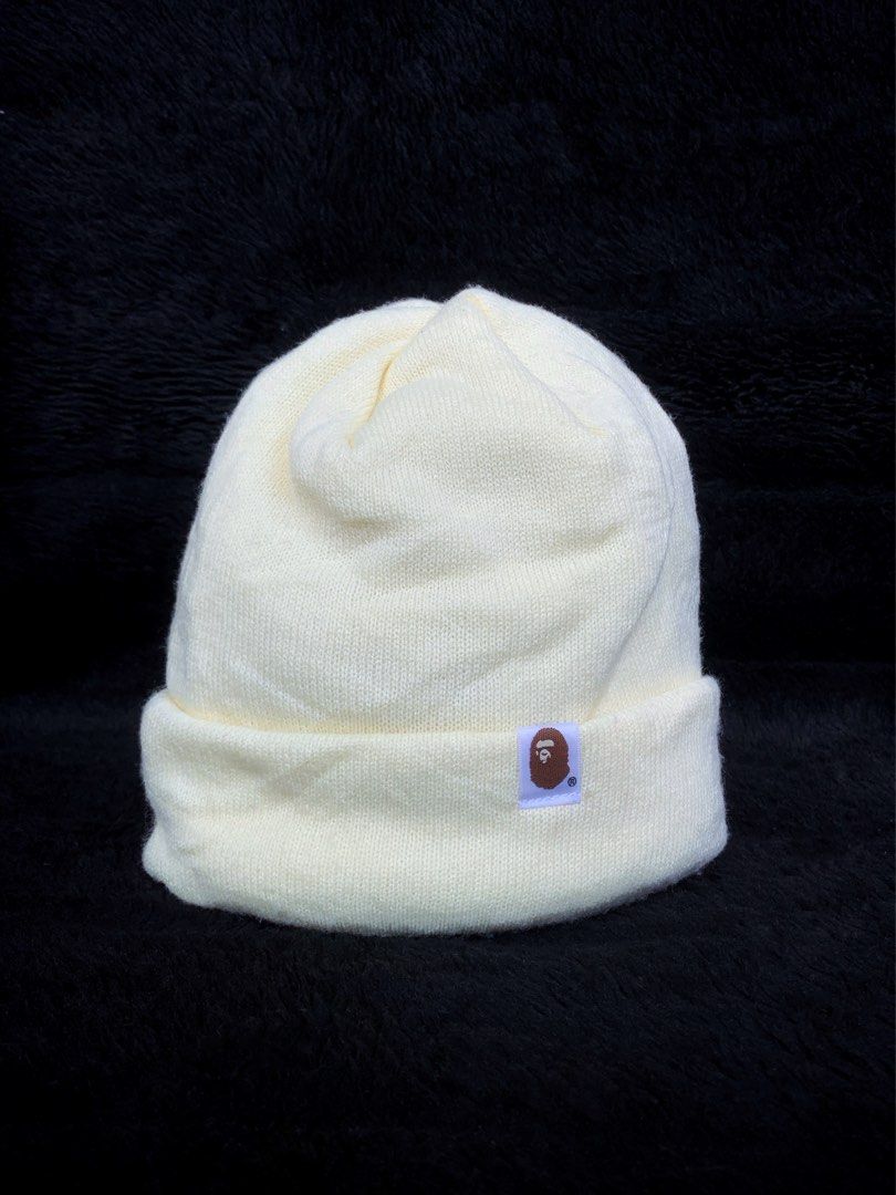 Authentic Bape Japan “Bape” Font Logo Lemon Yellow Beanie, Women's ...