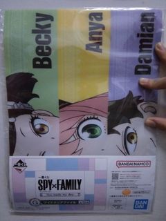 Bandai Spirits Namco Ichiban Kuji Prize G Spy x Family You Made My Day Anya Forger Becky Blackbell Damian Desmond Anime Clear Plastic File
