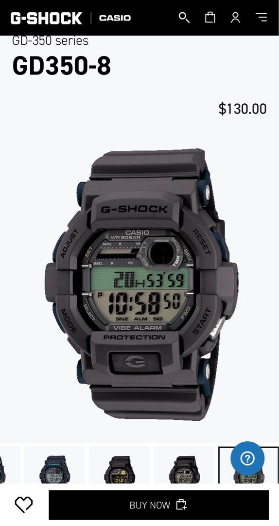 Beautiful legible Casio GD 350 8 vibration alarm gray 2 tone display