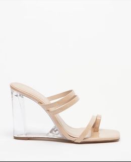 Beige flora Bella multi strap wedge