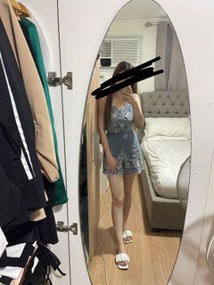 blue denim embroidered romper