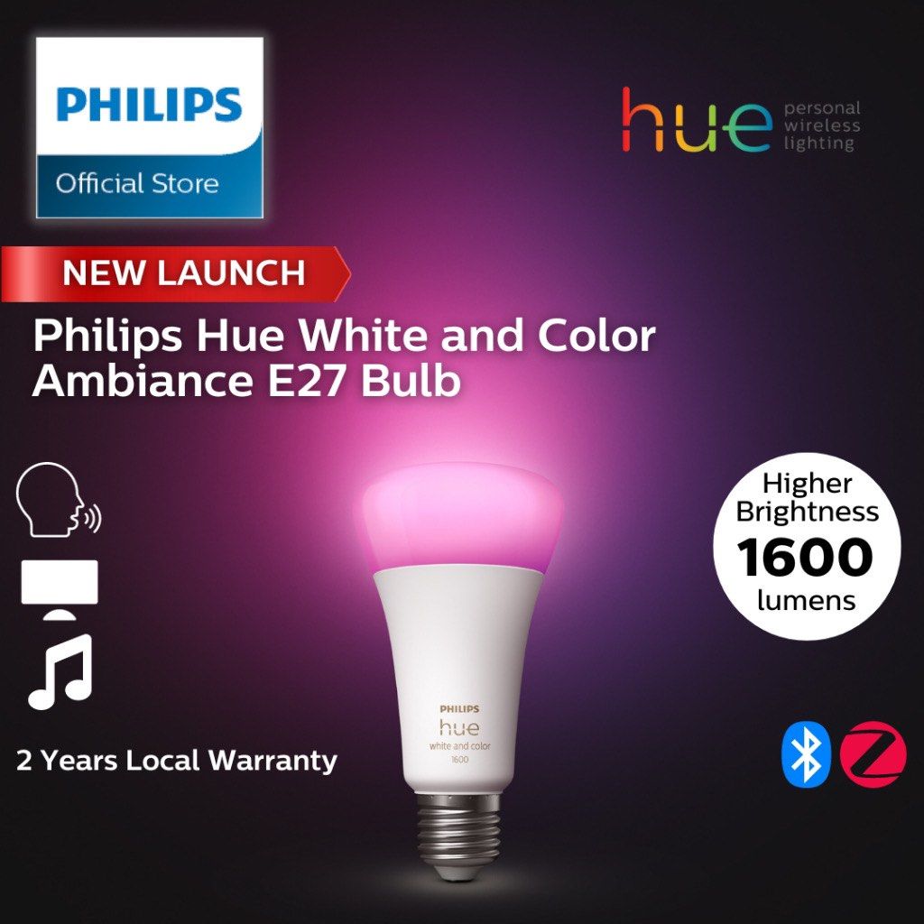 BNIB) Philips Hue E27 White & Colour Ambiance 1600, Furniture & Home  Living, Lighting & Fans, Lighting on Carousell