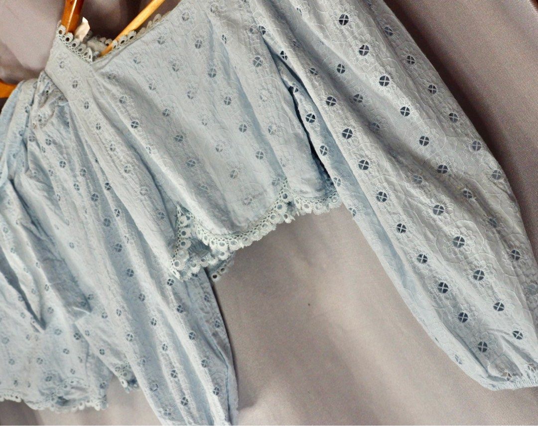 Brandnew Eyelet Shorts Coordinates (powder blue) (Category: Sets or Coordinates) located in Cainta. Submitted by vestito_bestida (Listing ID 1269008974, Image 3). Description: ⛔️ACTUAL PHOTO POSTED⛔️ 👉 Brandnew 👉 BKK Eyelet Shorts Coordinates 👉 Color: powder blue 👉 Size: small to large 👉 Waist: 26" to 32" 👉 Length: 15" 👉 Bust: up to 36" (smocked back details) 👉 Length: 14" 👉 with inner lining 👉 with 2 side pockets 👉 Flatlay measured us